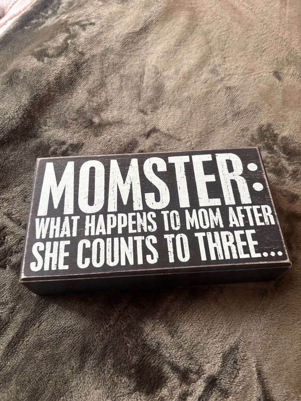Primitives by Kathy Black and White "MOMSTER" Wooden Sign